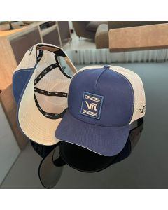 Boné Trucker confort azul Royal , aba Inferior Bege e tela Bege